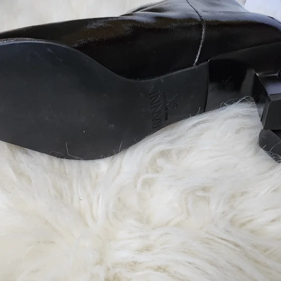 Ganni Glossy Black Ankle Boots - Picture 4 of 6